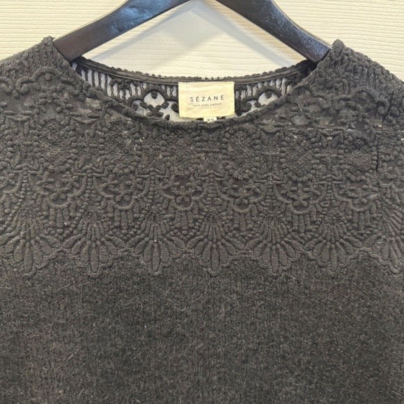 Sezane black lace knit sweater - Picture 5 of 9